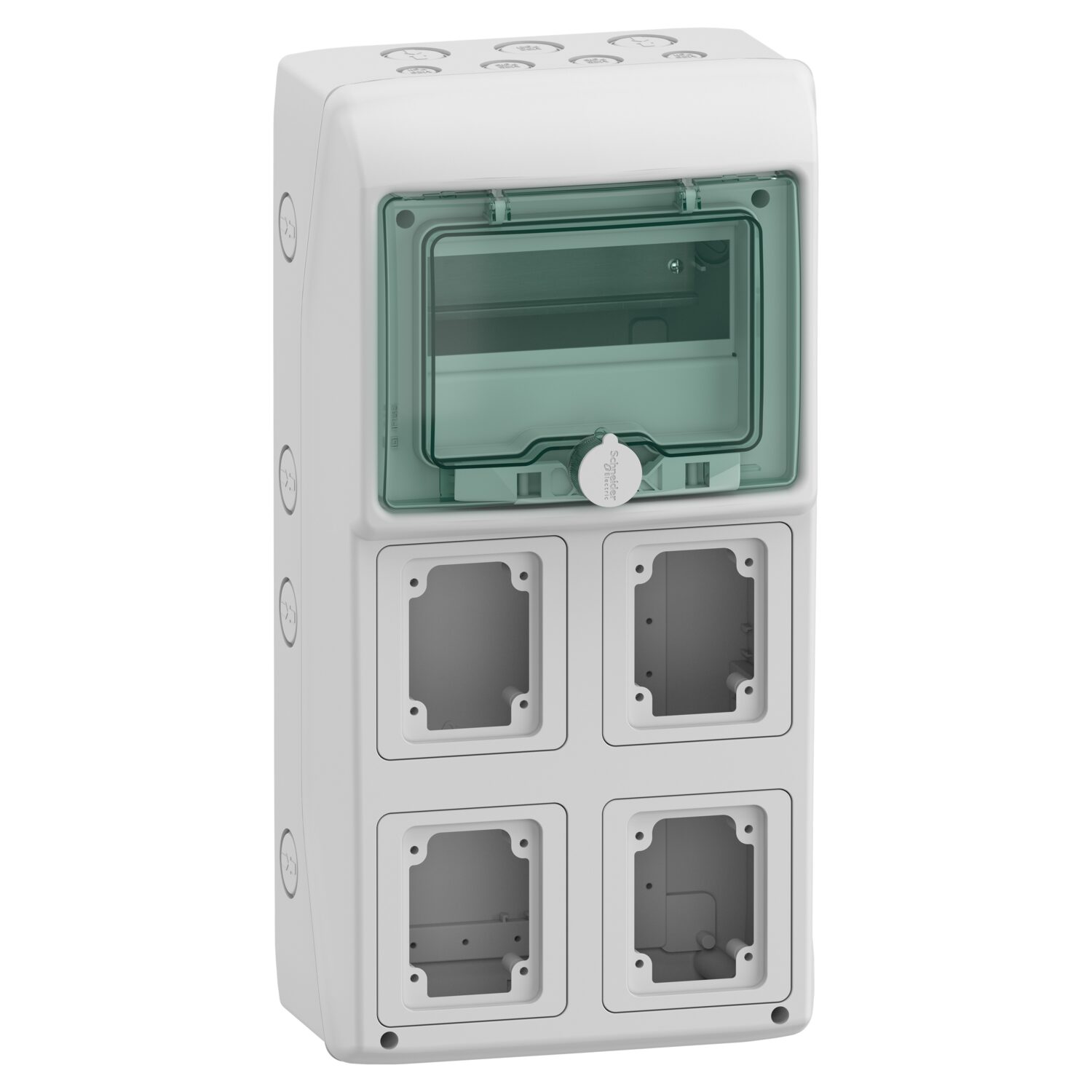 Mureva coffret pour prises IEC 236x460mm 8 Modules x 4 Ouvertures 90x1