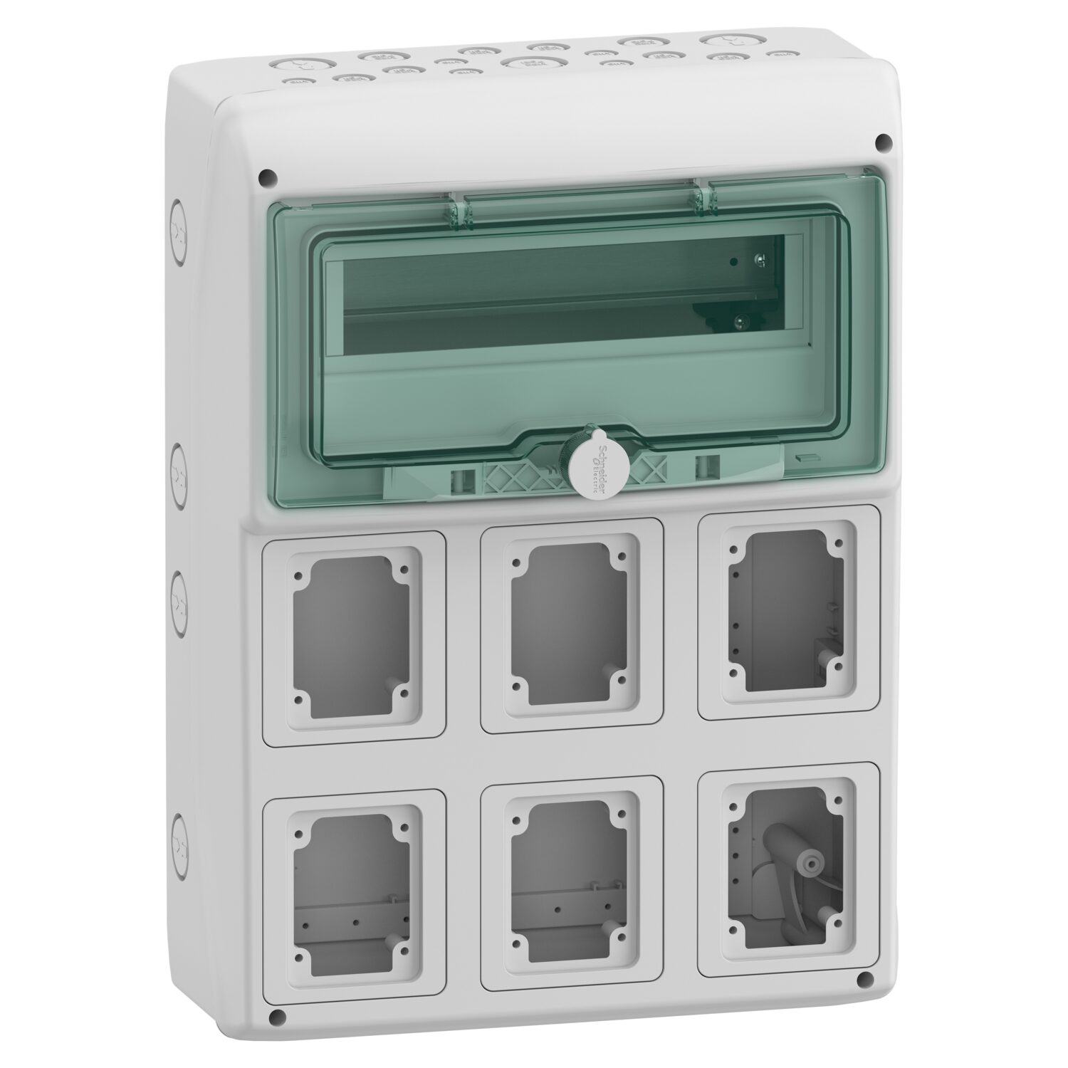 Mureva coffret pour prises IEC 340x460mm 12+1 Modules x 6 Ouvertures 9