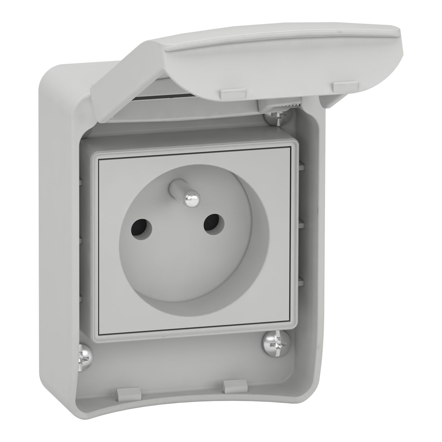 PratiKa - prise de courant FR 2P+T - 65x85mm - 10/16A 250V - IP55 - gr