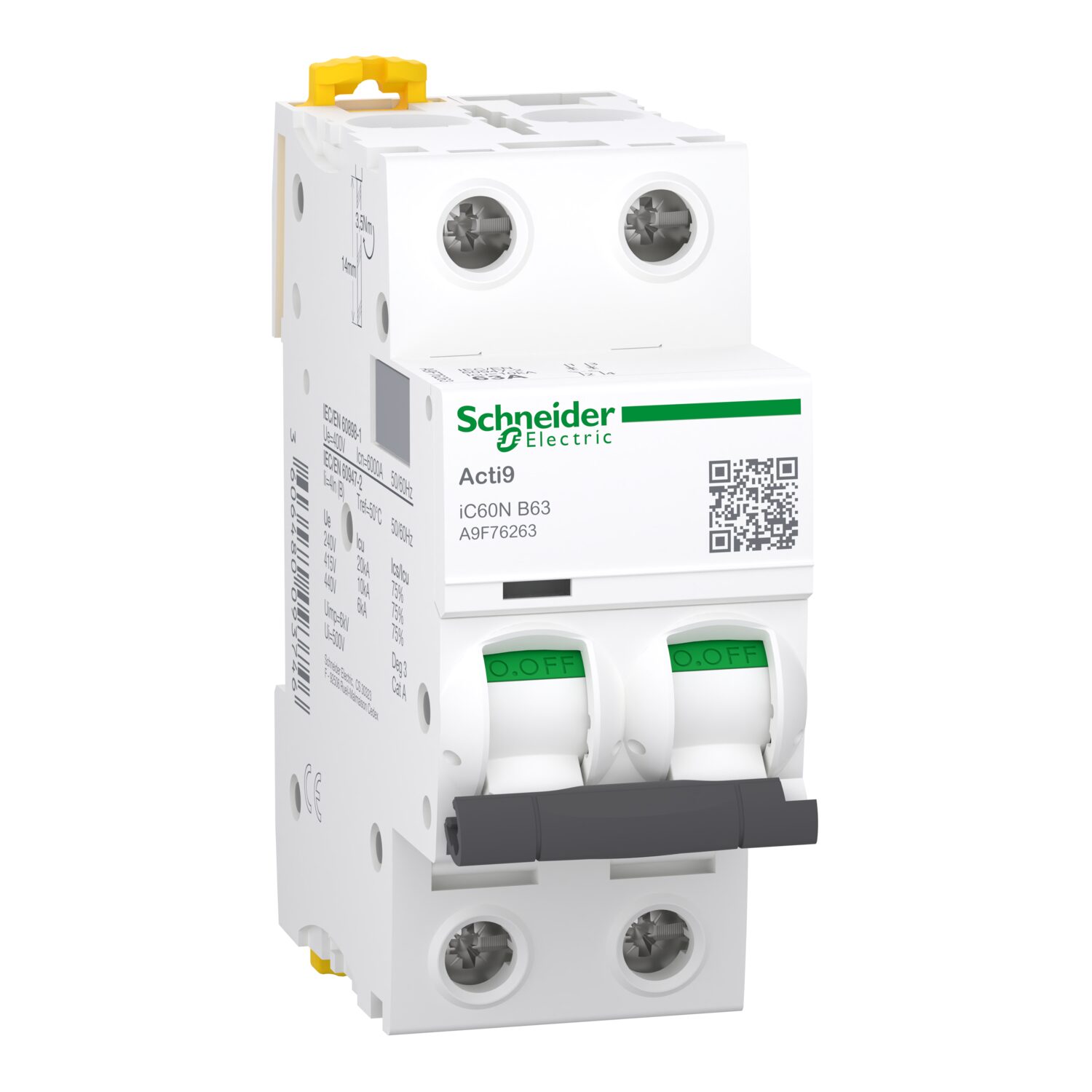 Acti9, iC60N disjoncteur 2P 63A courbe B