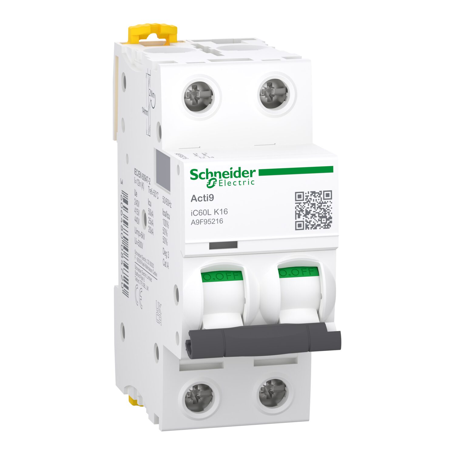 Acti9, iC60L disjoncteur 2P 16A courbe K