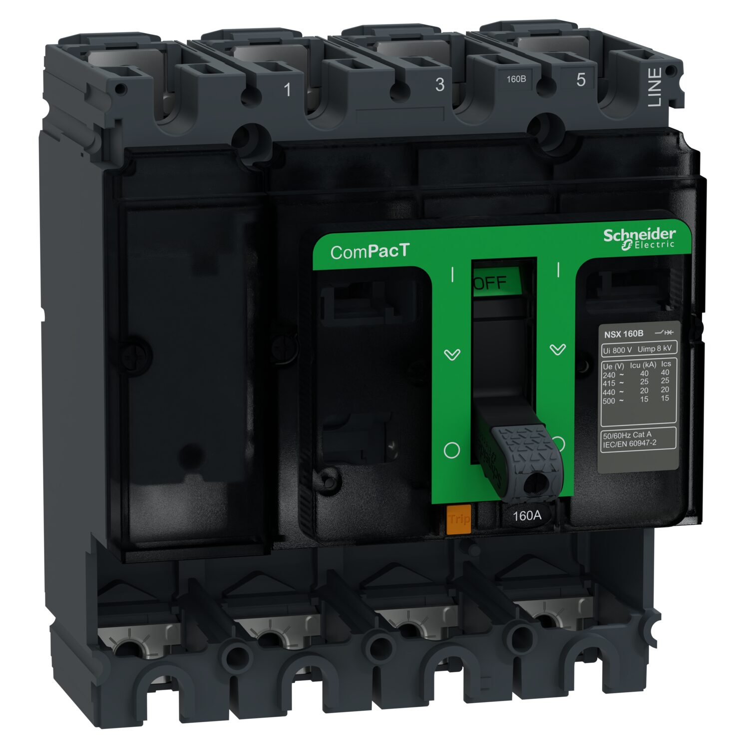 ComPacT NSX160B - bloc de coupure sans décl - 160A - 4P - 25kA - fixe