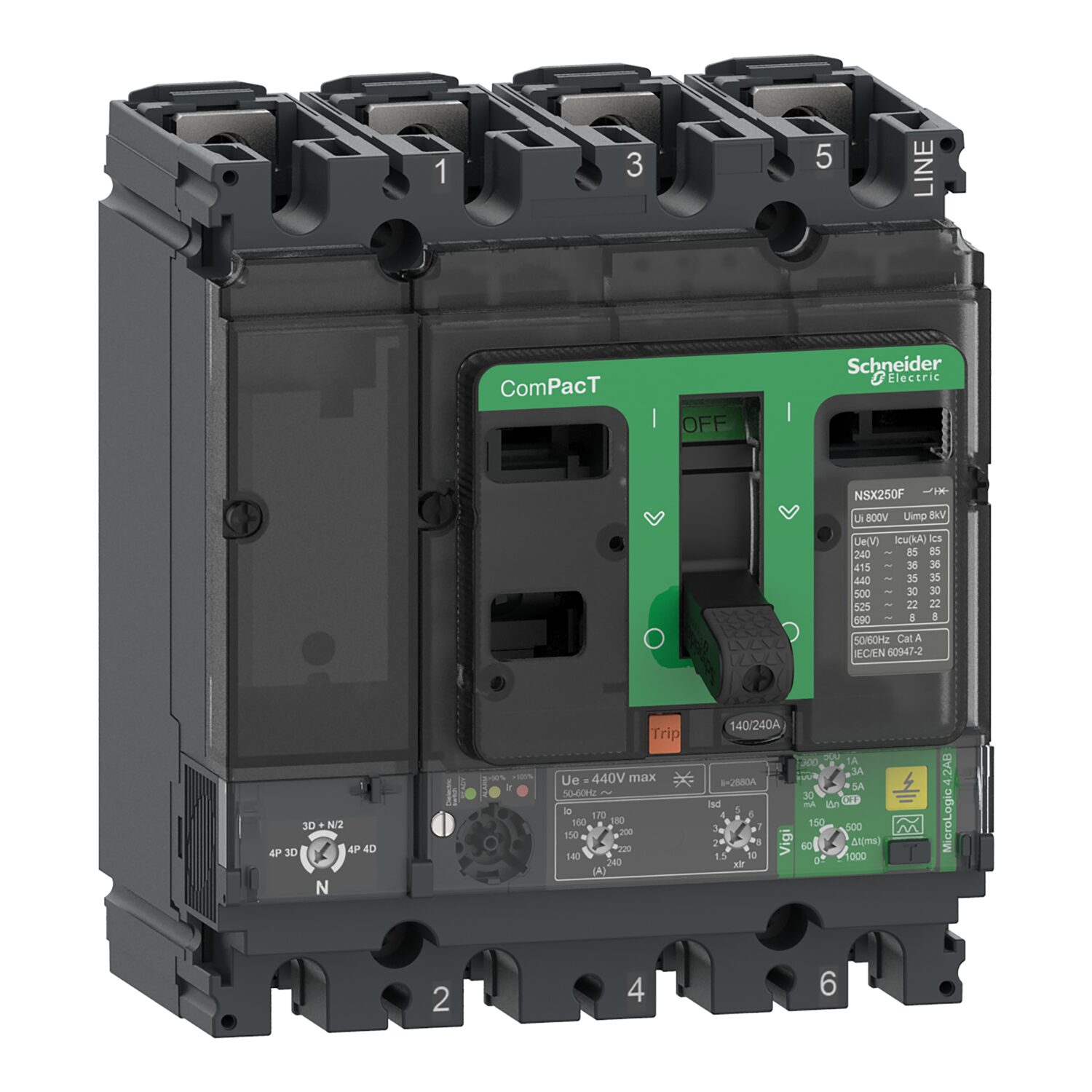 ComPacT NSX160B - Disj Vigi - Micro 4.2 AB 160A - 4P4D - 25kA - fixe