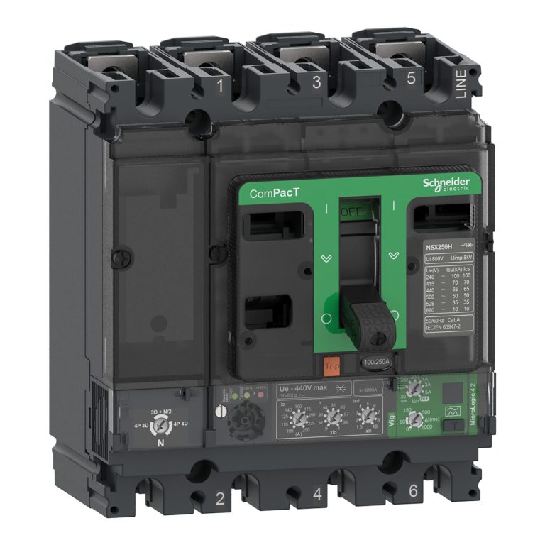ComPacT NSX250B – disjoncteur Vigi – MicroLogic 4.2 250A – 4P4D – 25kA
