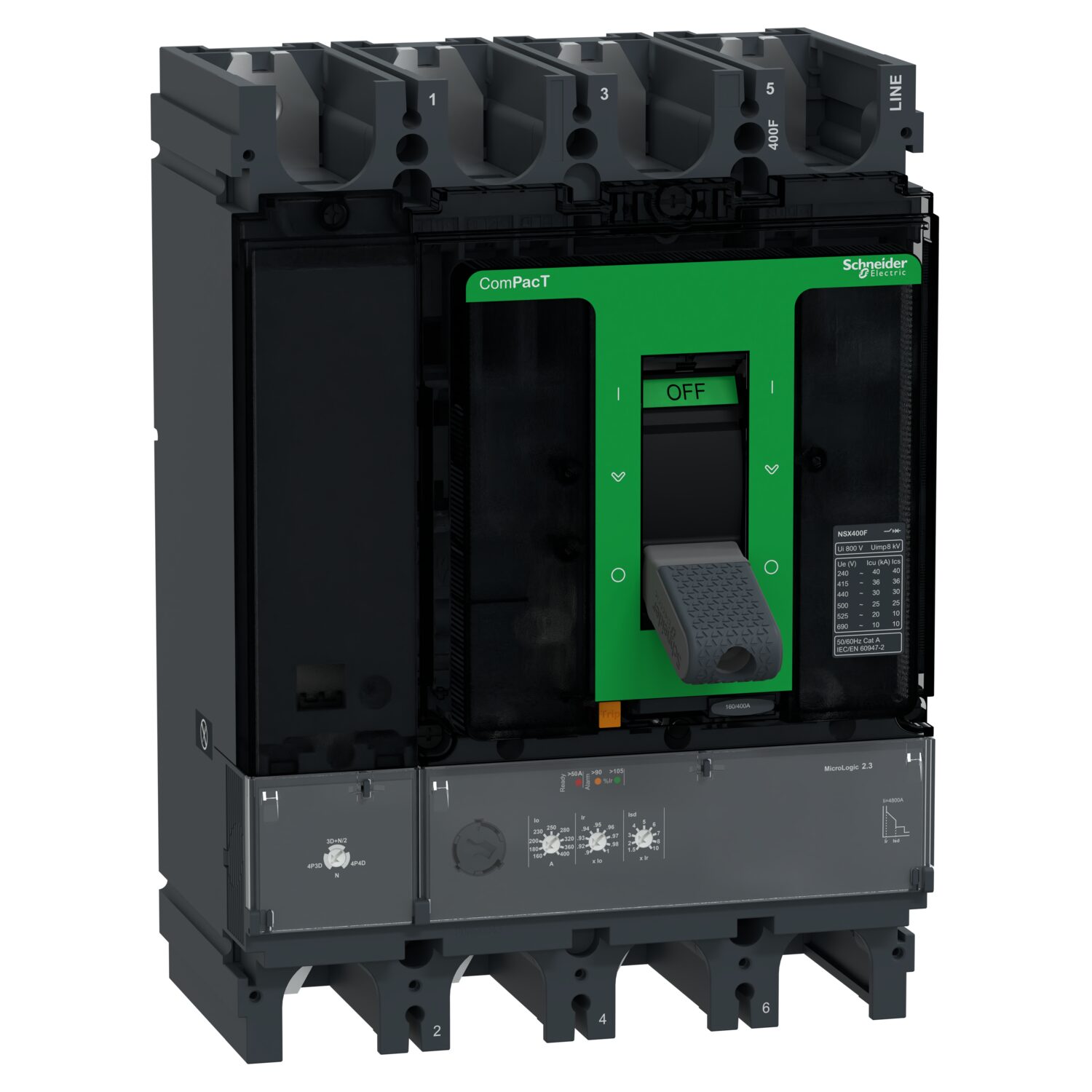 ComPacT NSX400F - Disj - MicroLogic 2.3 400A - 4P4D - 36kA - fixe