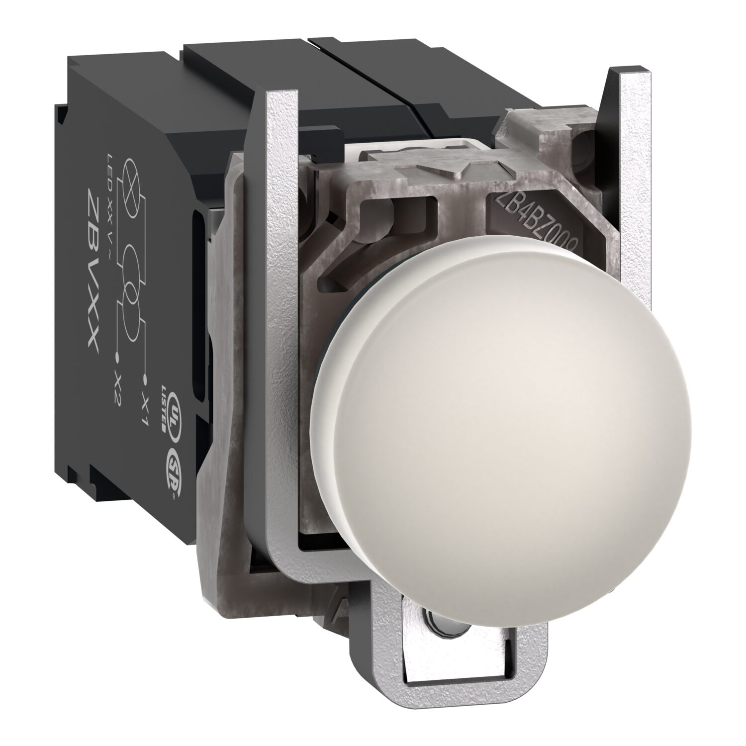 Hmy XB4 - Voy LumDEL - Ø22 - blanc - alim transfo 400V - vis étrier