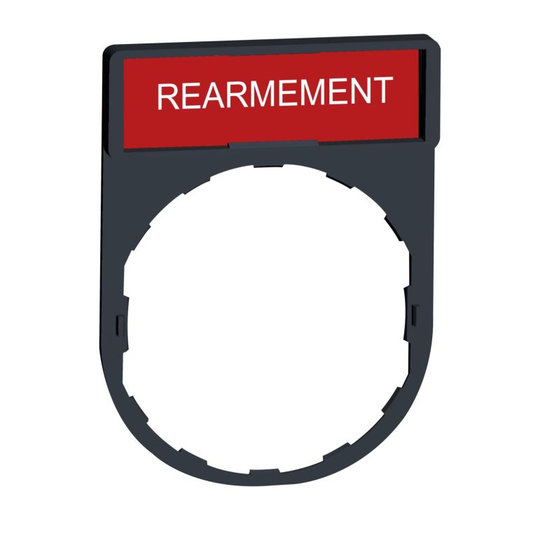 Hmy- porte-étiquette 30×40 + étiquette &lsquo;REARMEMENT&rsquo; 8×27 – blanc/rou