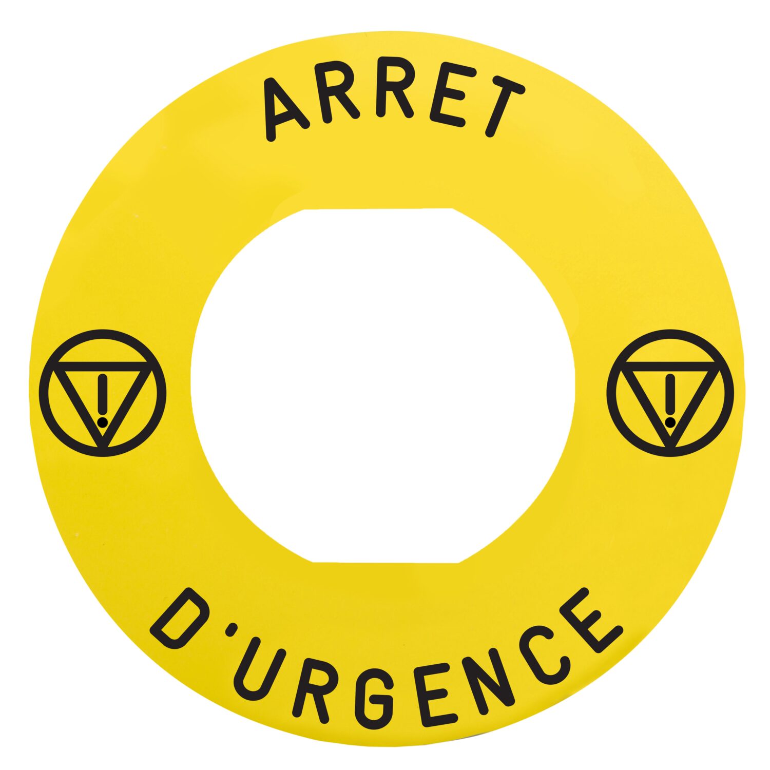Hmy - étiq plate - jaune - logo EN - 'ARRET D'URGENCE' -Ø60-pr ZBZ1